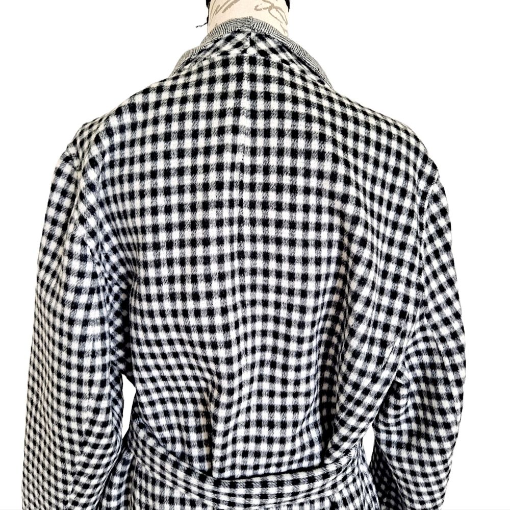 SOLD Talbots wool blend Trench plaid gingham double face belted long coat 18W - Picture 7 of 17